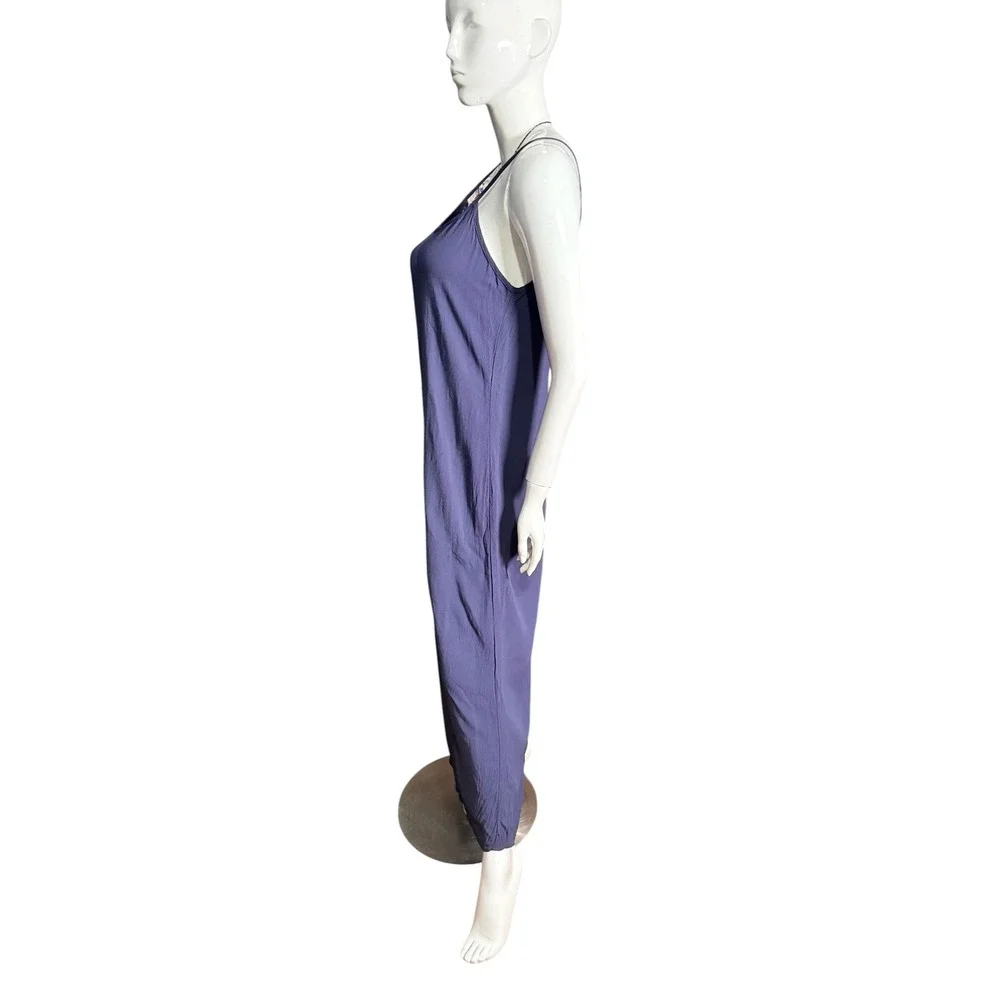 Beth Schaeffer Y2K Purple Crinkle Slip Maxi Dress Spaghetti Strap Back Slit M - Picture 5 of 6
